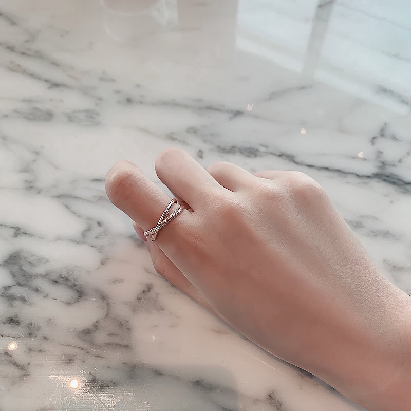 XiaoboACC Cincin Terbuka Adjustable Model Silang Gaya Korea Untuk Wanita