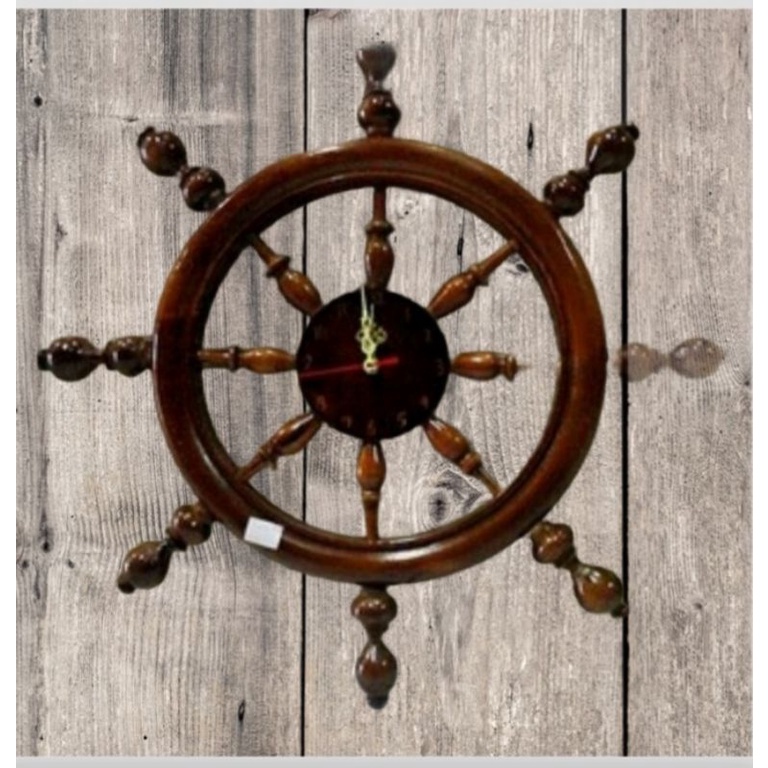 Jam dinding nahkoda kapal kayu jati /dekorasi jam dinding ruang tamu-jam dinding nahkoda kapal