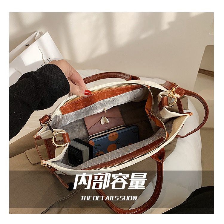 BJ14404 - BLACK/BROWN/WHITE - TAS TOTE WANITA FASHION IMPORT MODIS ELEGAN TERMURAH TERLARIS TERBARU BAGSTORE JAKARTA TAS BATAM EL4404 LT2152