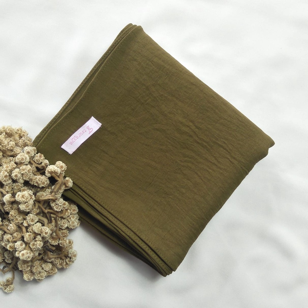 PASHMINA CRINCLE SET CADAR SIZE 200X75/PASHMINA CRINCLE SYARI/PASHMINA JUMBO-Dark olive