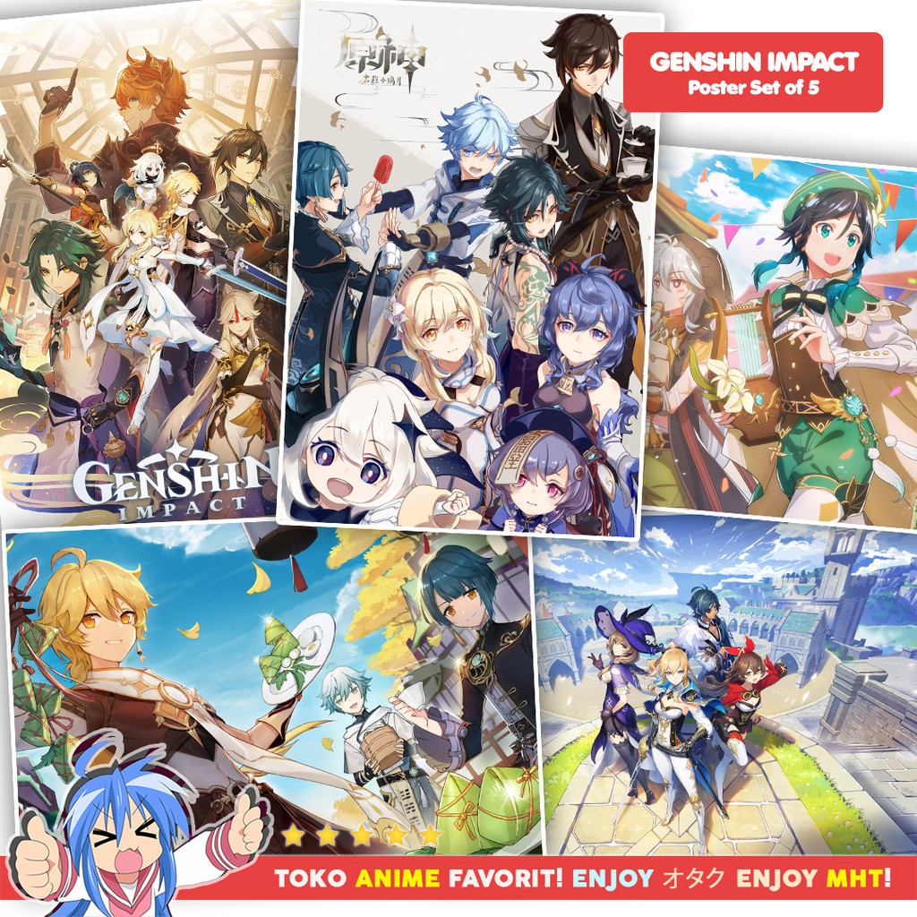 Poster Anime Game Genshin Impact Set Of 5