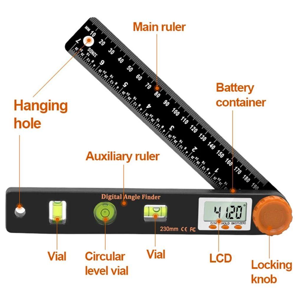 Solighter Inclinometer Digital Portable 0-999.95° Detektor Pengukur Sudut