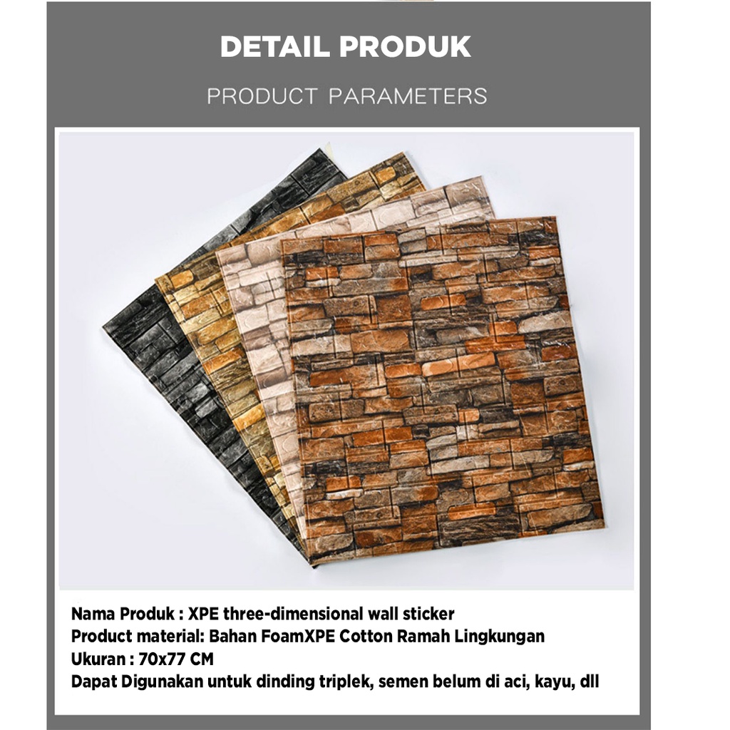 Wallpaper dinding 3D motif Bata Gambar wallfoam Dekorasi Kamar MURAH / wallpaper motif kayu / wallpaper 3D