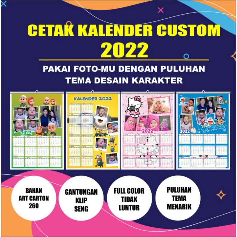 CETAK KALENDER FOTO 2022 CUSTOM KARAKTER FREE DESAIN