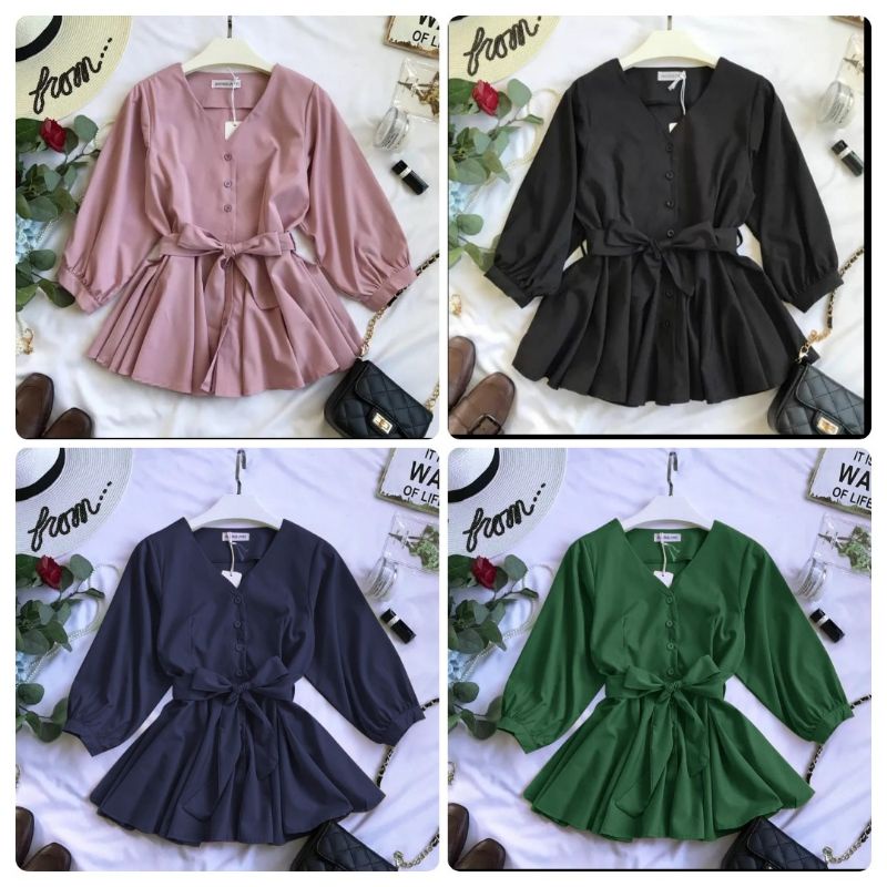BAJU ATASAN WANITA/BLOUSE WANITA V-NECK LENGAN 7/8