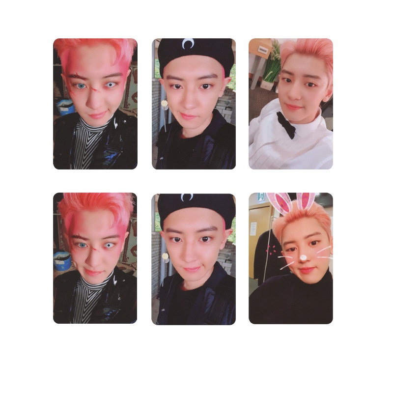 6pcs / set Kartu Foto Dengan Tanda Tangan Kpop EXO Untuk Koleksi