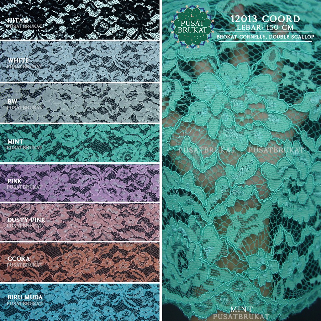 KAIN BRUKAT SOFT CORNELI BESAR, DOUBLE SCALLOP / BROKAT CORNELI 12013 CORD [harga per 0.5m]