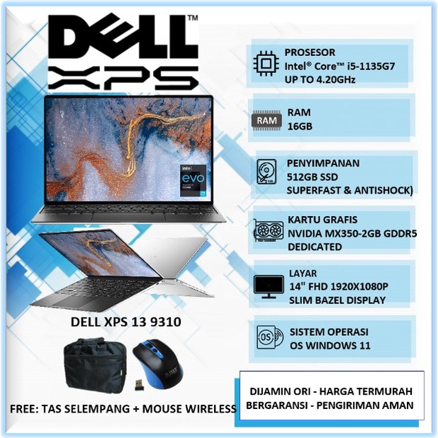 LAPTOP DELL XPS 13 9310 INTEL CORE I7 1185G7 16GB 1TB SSD INTEL IRIS XE 13.4" WUXGA TOUCHSCREEN BL F