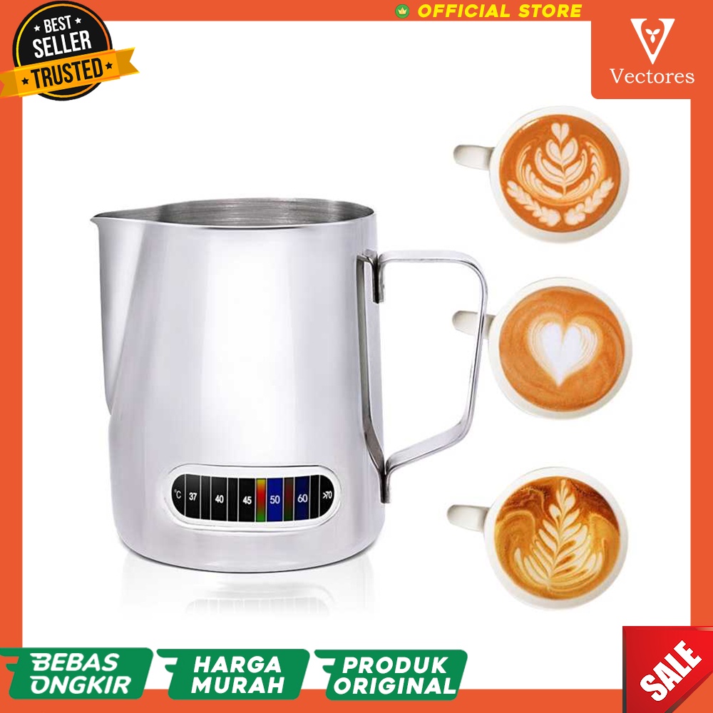 [ORIGINAL] Teko Teapot Jug Pitcher Kopi Espresso Stainless Thermometer 450ml Murah Terbaru