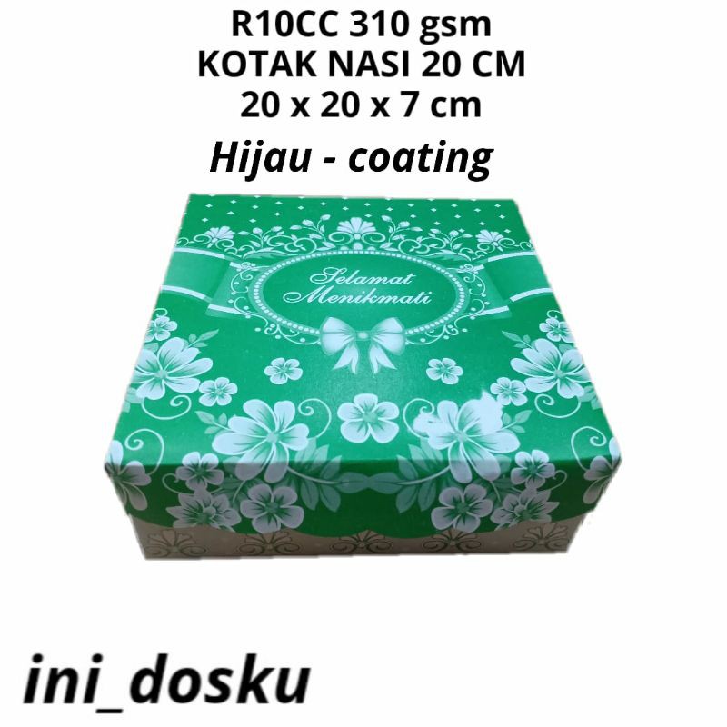 

DOS NASI / DUS / KOTAK KUE / SNACK BOX R10 20x20x7cm 310 gsm. WARNA. Pembelian minim 20 lbr