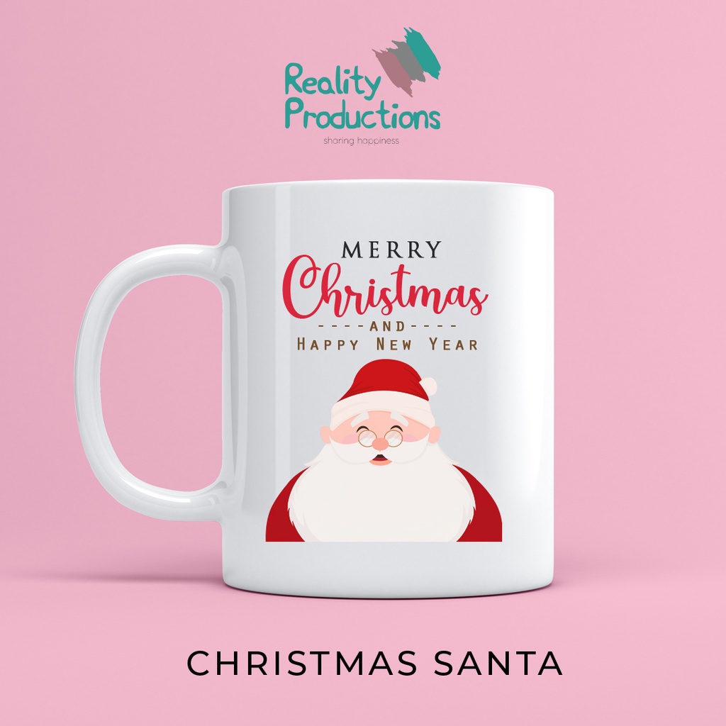 Mug Santa Clauss Elf Deer Merry Christmas and Happy New Year Free Box untuk Kado Hampers Natal