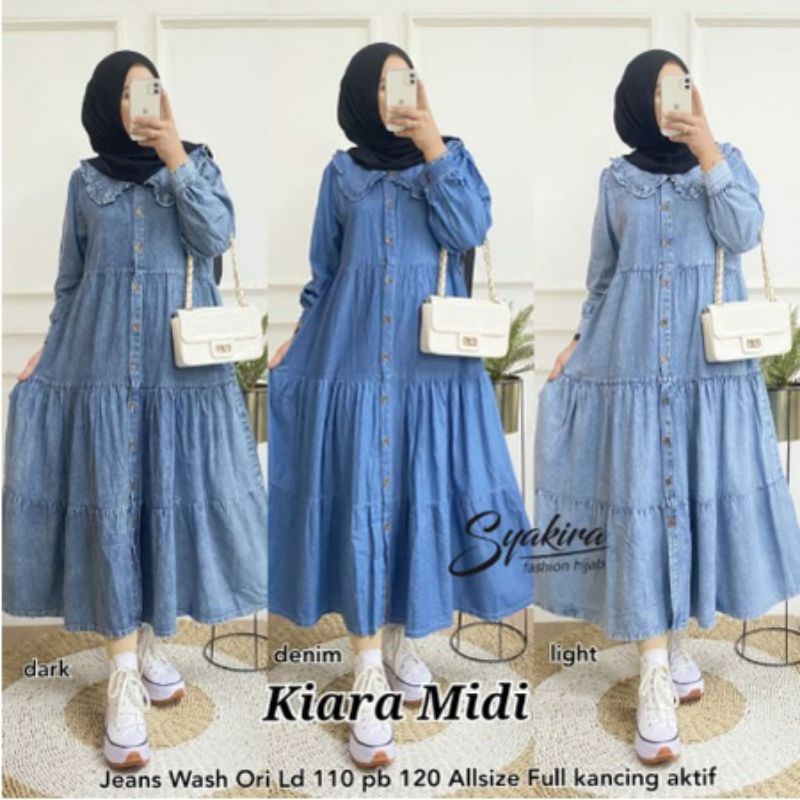 KIARA MIDI DRESS JEANS WASHED HQ DENIM MDR050