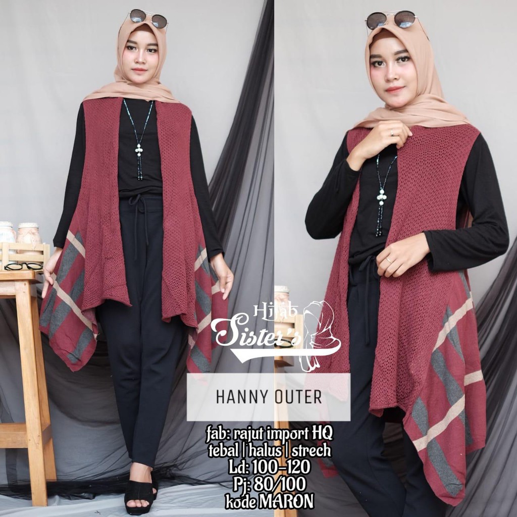 hanny outer rajut maron Girls Muslim Casual