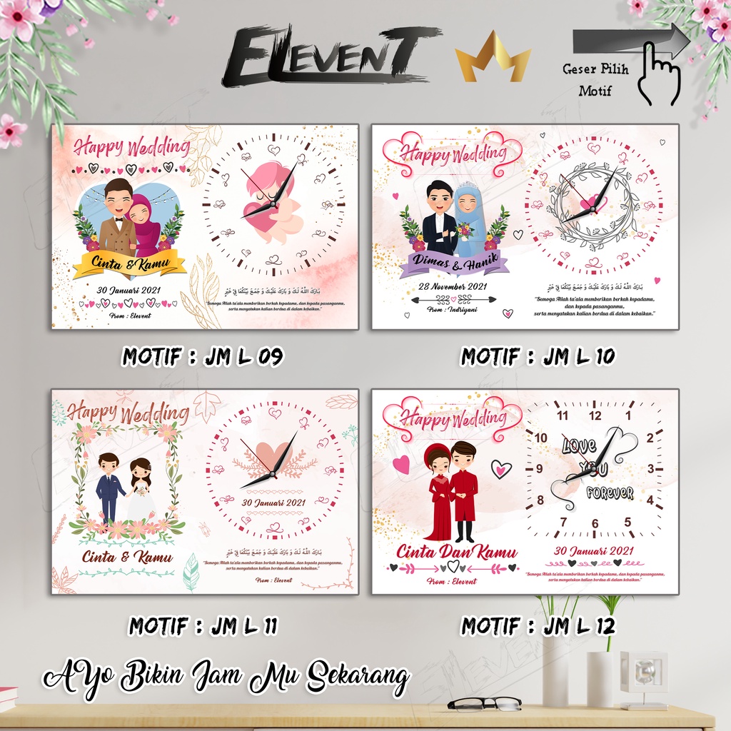 Hadiah Jam Dinding Custom Foto Unik Elegant Lucu Hadiah Kado Pernikahan Gift Ultah Biodata Anak Bayi Happy Wedding Wisuda Nikah Birthday Kenangan Pacar Sahabat Bingkai Photo MDF Engagement Keluarga Anniversary Barakallah Fii umrik Graduation Guru Murah