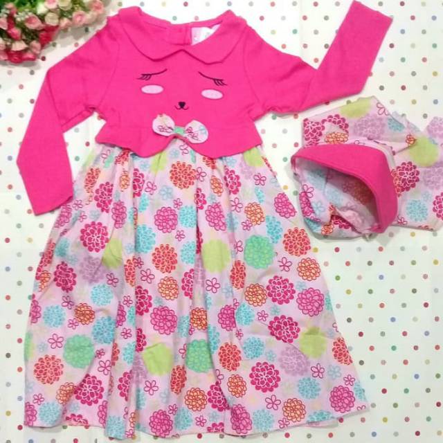 Gamis Anak set Jilbab MI ANGEL Kitty  / Rok muslim anak / Dress Bayi