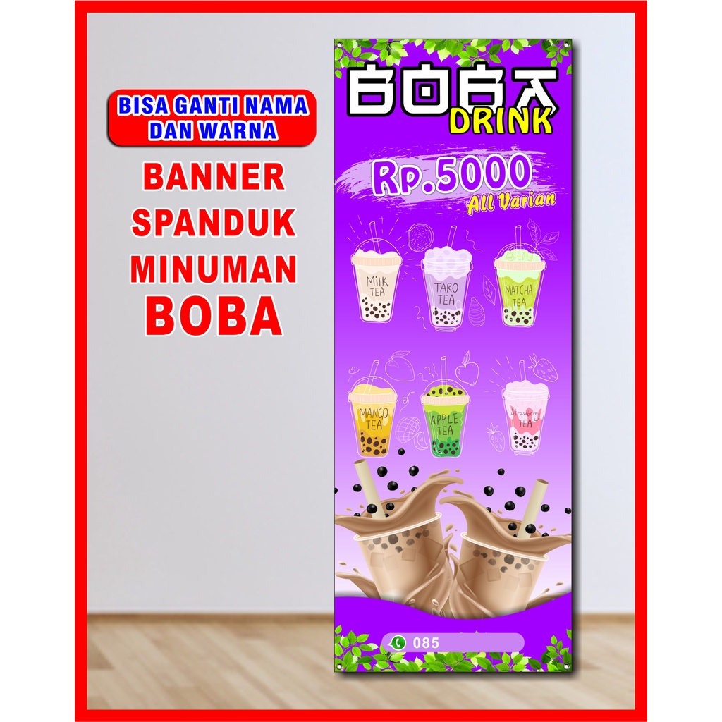 Spanduk Minuman Boba, banner Minuman Boba ukuran 60X160 cm COOD