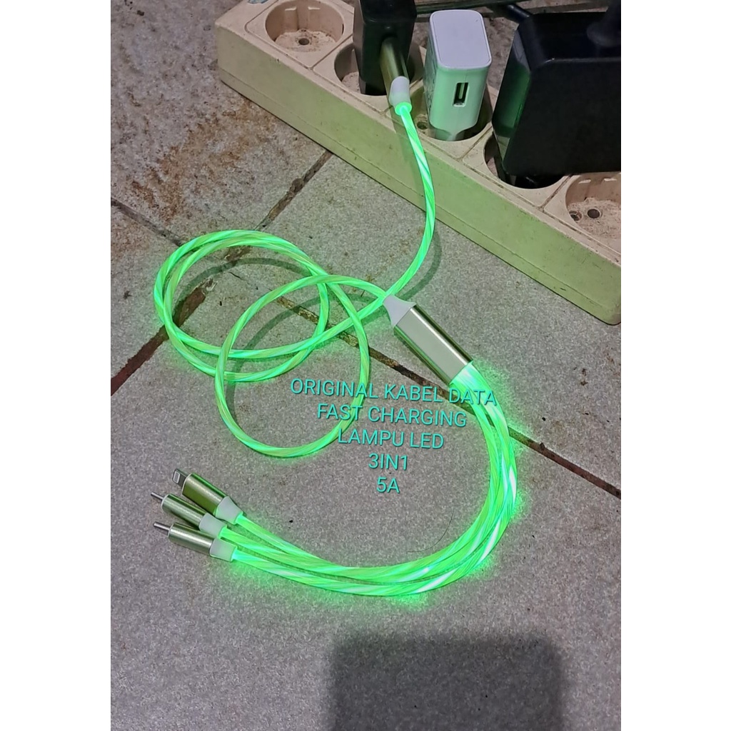 J446 KABEL DATA 3IN1 LAMPU LED USB TYPE C MICRO DAN IPHONE 5A KABEL TEBAL DAN KUAT fast charging cas qualcom quick charge flash maximum speed quallcom charger handphone faster multi universal original qc tc MULTI CASAN SPEED Faster Charging High speed