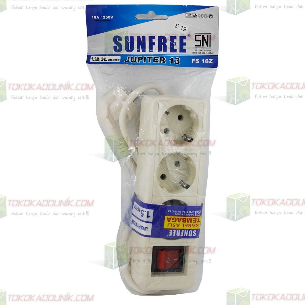 Kabel Jupiter / OMI 13 SNI - Stop Kontak Kabel 1.5 Meter SNI 3 Lubang
