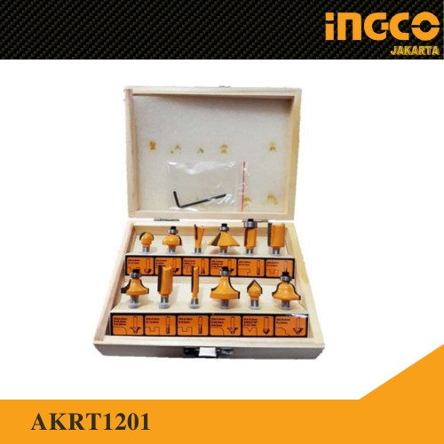 Mata Profil Kayu12 Pcs Router Bits (6mm) INGCO AKRT1201 Mata Trimmer