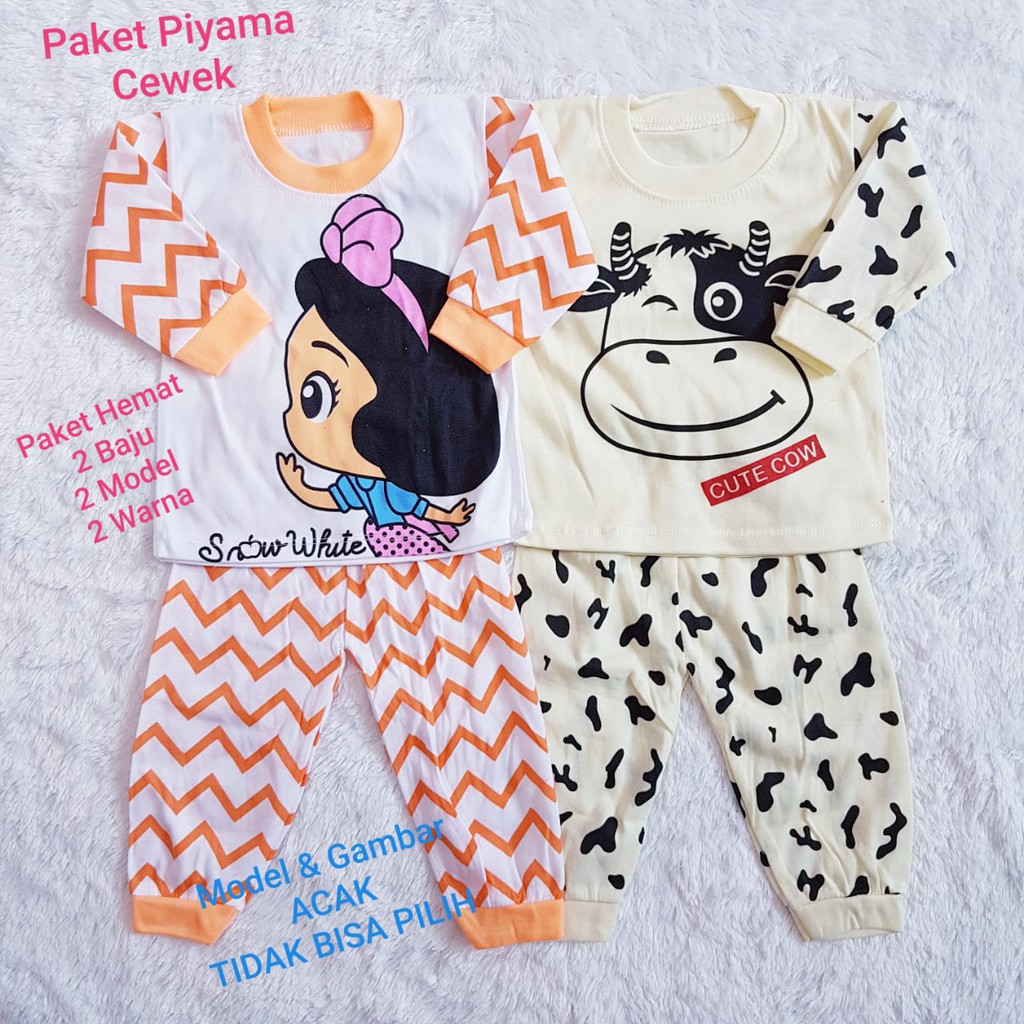 COD Paket Piyama Isi 2 Pcs Piyama Panjang Anak Cewek Baby Alicia