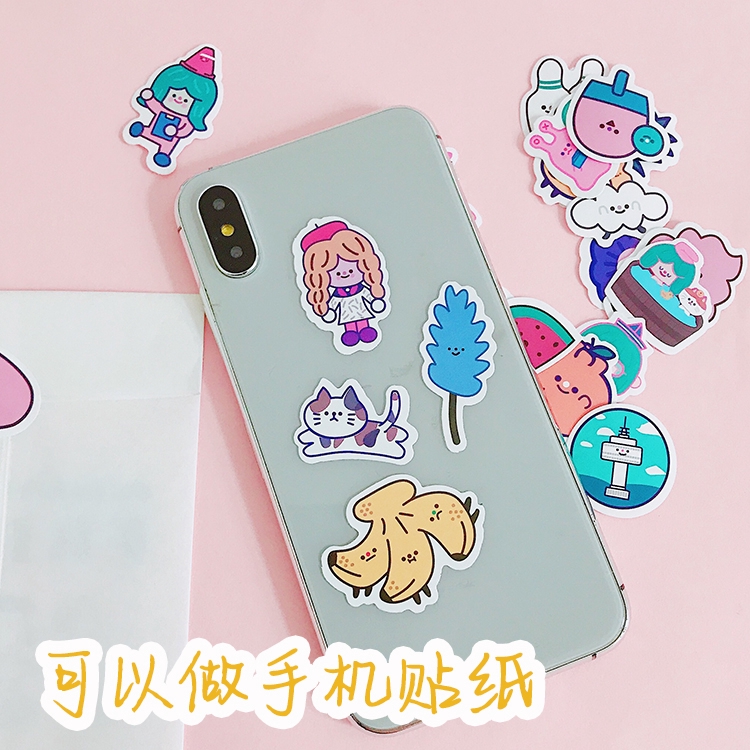 Ins soft girl cartoon stickers cloud smiling face girl heart stickers account stickers