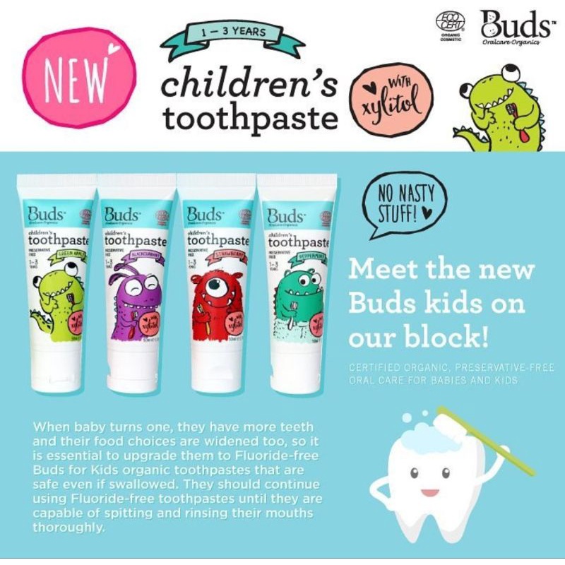 Buds Organics Toothpaste With Xylitol Usia 1- 3 Tahun Ukuran 50 ml