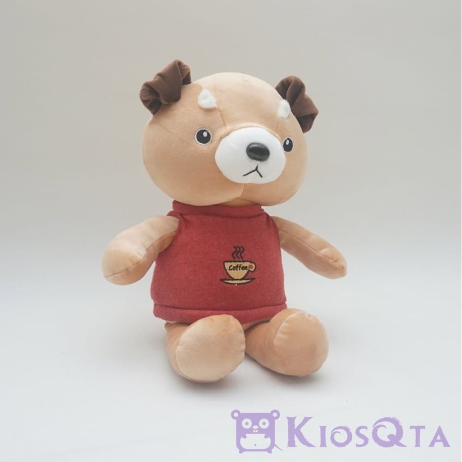 Boneka anjing coklat kaos rajut
