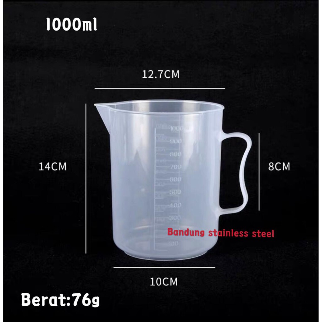 Gelas ukur plastik 1000ml measuring cup 1 LITER murah garis bening