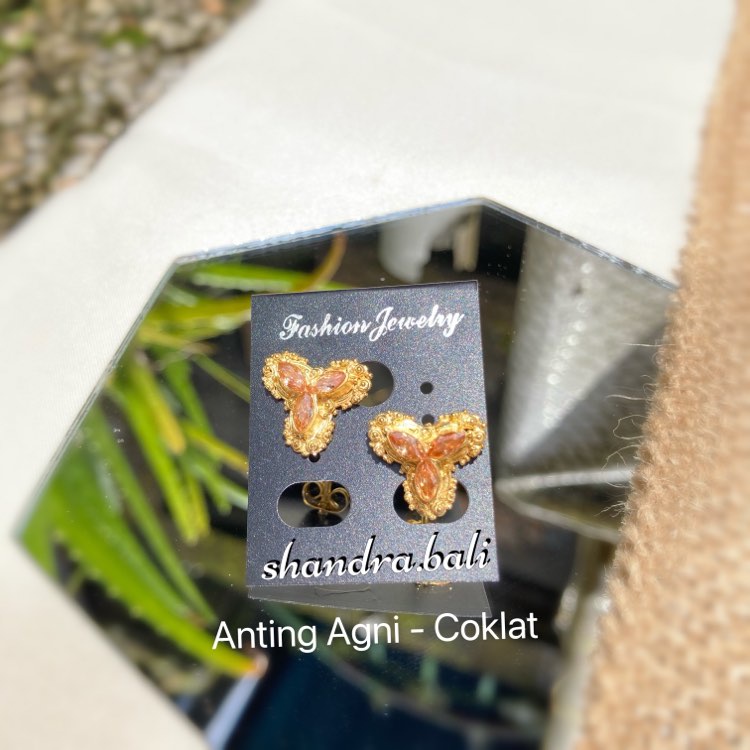 Sumpel / Anting Tusuk Skrup Model Bali Permata Zircon Padi Alpaka Agni Aksesoris Kebaya Bali