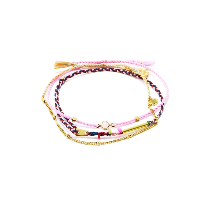 Gelang Tali Gypsy Boho 1 Set Atlantis Soft Pink Allside