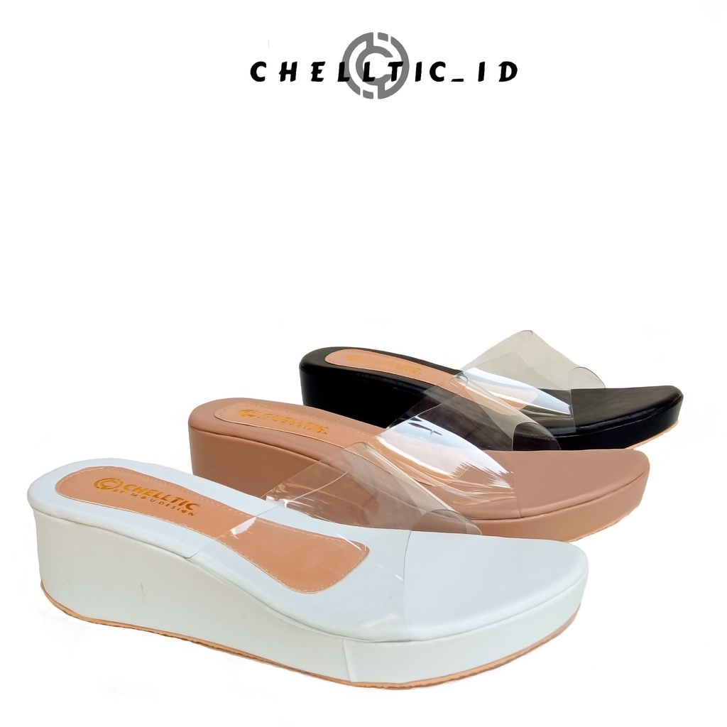 Sandal Wedges Wanita Terbaru Aksen Mika Slop Casual 5cm | Sendal Santai Kekinian Selop Rumah Formal