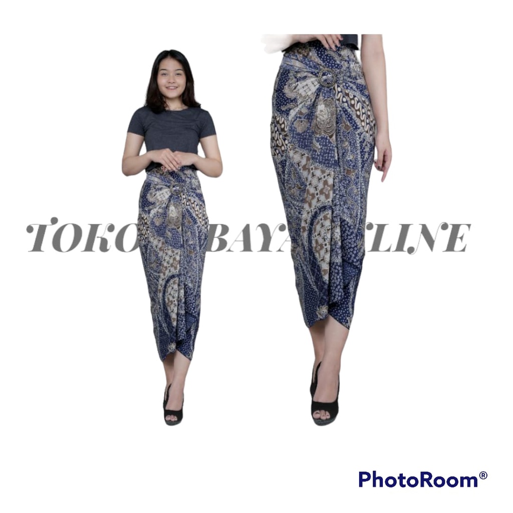 Rok lilit batik / kain lilit murah / lilit batik modern bawahan kebaya / sahrini cream-sahrini navy