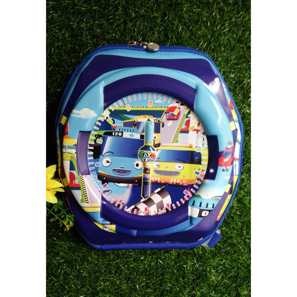 Tas Ransel Bekal Anak Sekolah Hardcase Timbul bentuk Jam - Motif Cowok - Tayo
