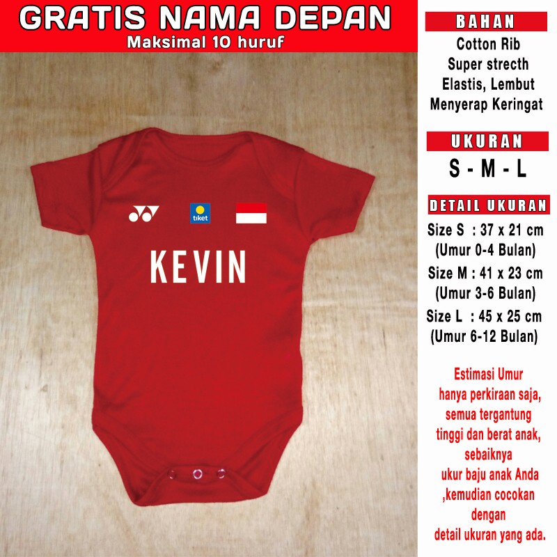 Baju Bola Bayi badminton Yonex GRATIS NAMA DEPAN Romper Bayi Jumper bayi Jersey Bayi-4