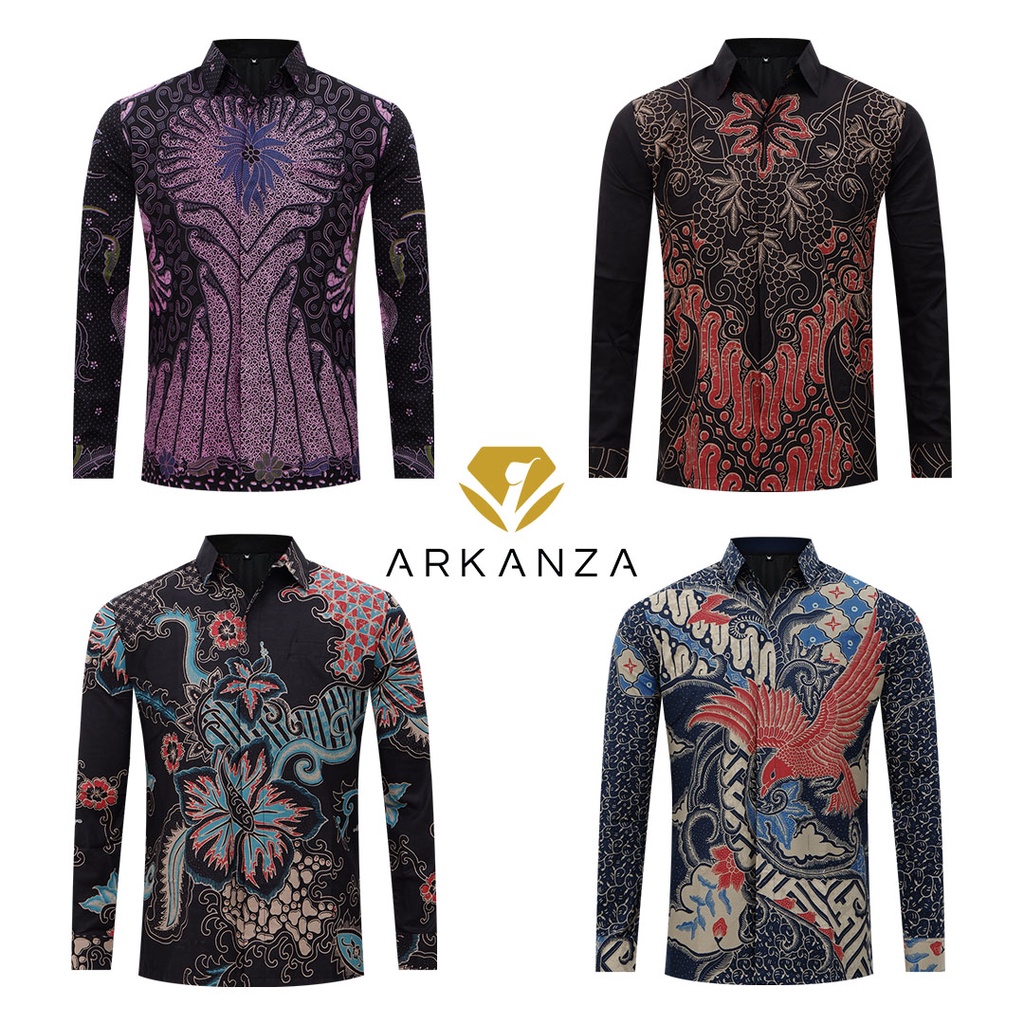 Hem Atasan Kemeja Baju Batik Pria Cowok Laki Laki Slimfit Full Lapis Furing Lengan Panjang Tangan Pendek Original MIX