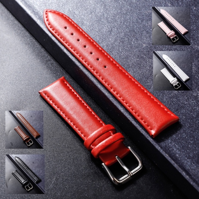 WMN Tali Jam Tangan Kulit 12mm 14mm 16mm 18mm 19mm 20mm - Leather Strap Dengan Buckle Silver