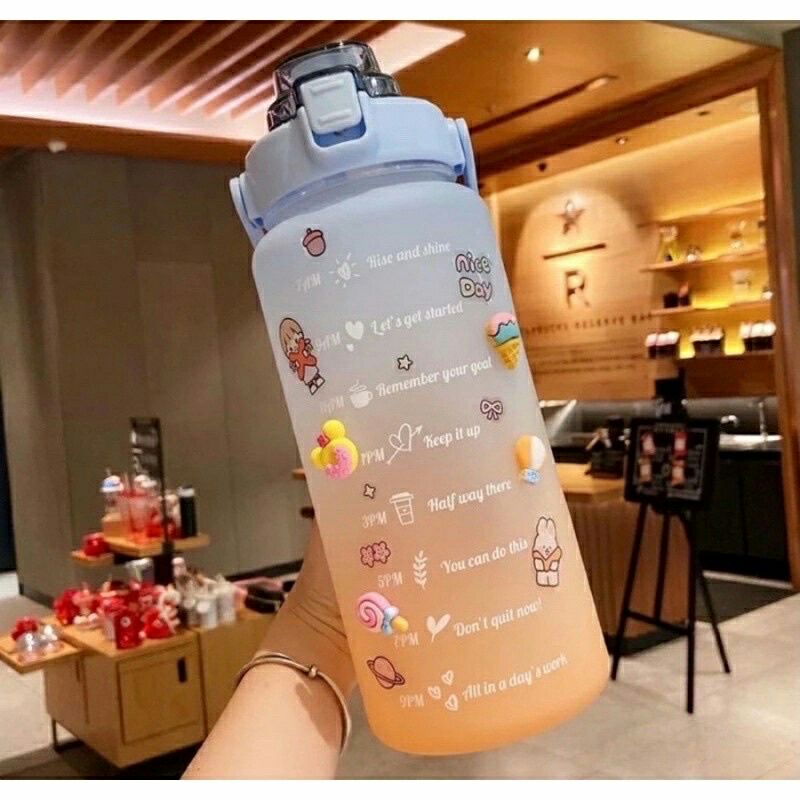 BOTOL MINUM AESTETIC VIRAL DARI KOREA 2D 3D FREE STIKER BOTOL MINUM 2LT