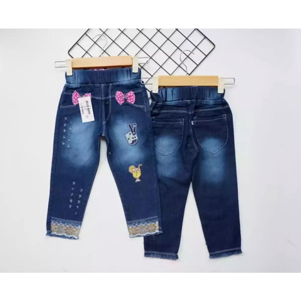 JEANS ANAK PEREMPUAN CELANA JEANS PENSIL RENDA 1-6 TAHUN