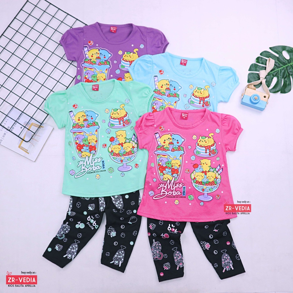 Setelan Boba uk 2-6 Tahun / Baju Anak Legging Perempuan Celana Panjang Karakter Import Kiosbalitaaprillia