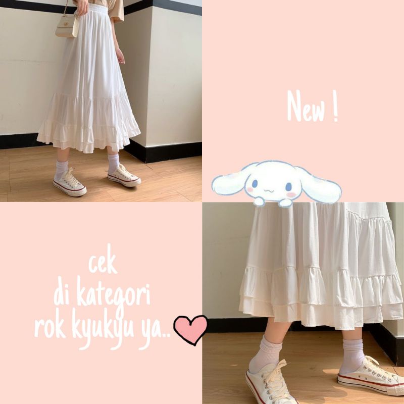 Rok korea style Midi Skirt tennis skirt panjang (READY STOCK)