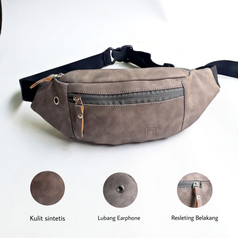 Tas Pinggang Pria Waistbag Kulit Sintetis pria wanita