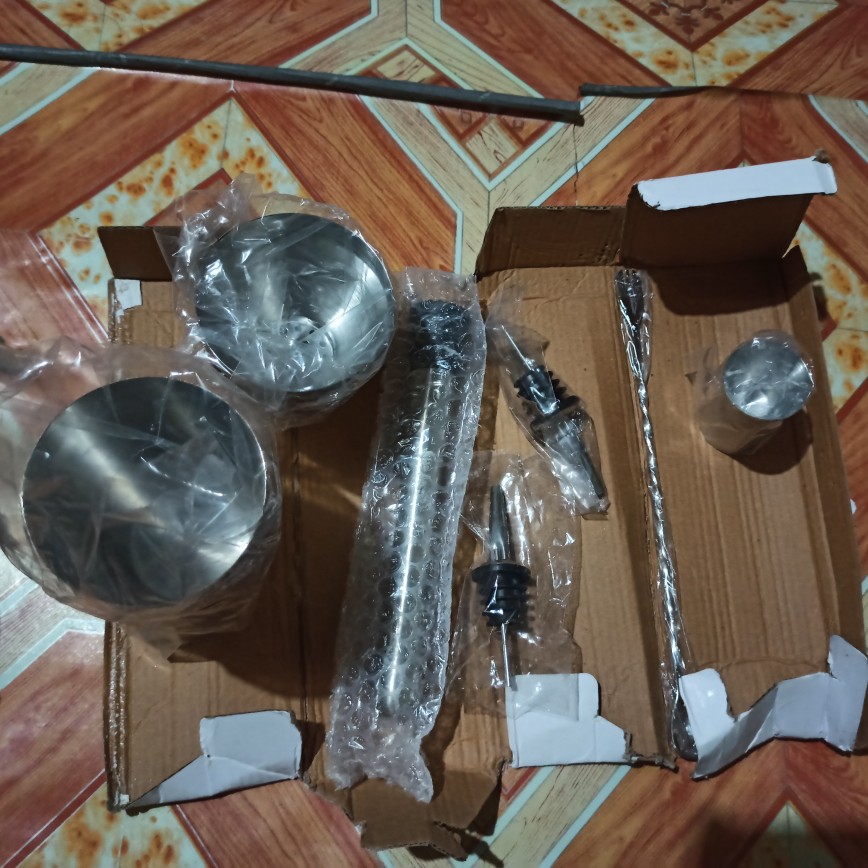 6 In 1 Bartender Bar Cocktail Stainless Steel Shaker Bartender Pengocok Minuman Peralatan Kopi Cafe