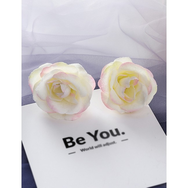 LRC Anting Tusuk Fashion Beige Three-dimensional Flower Earrings F68103