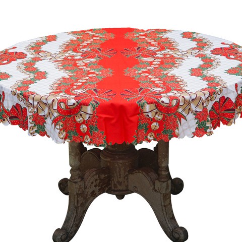 Taplak Meja Natal Bulat 150 cm Bell Kerincingan taplak meja makan taplak natal penutup meja cover me