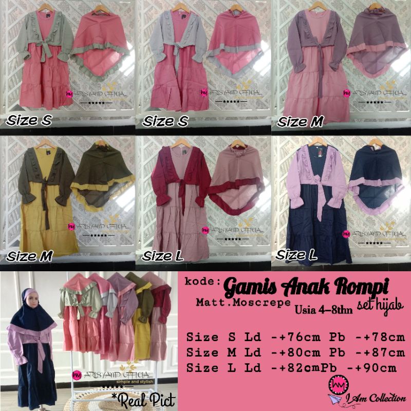AM | Gamis Anak Rompi set Hijab | Gamis Anak usia 4-8thn