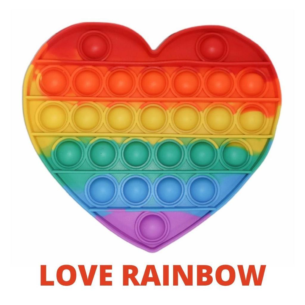 Pop It Fidget Toys Squishy / Mainan Anak Rainbow - Kotak / Hati / Bulat / Octagon-3
