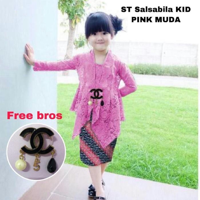Kebaya Kebaya Anak Perempuan Soft Pink Set Kebaya Salsabila