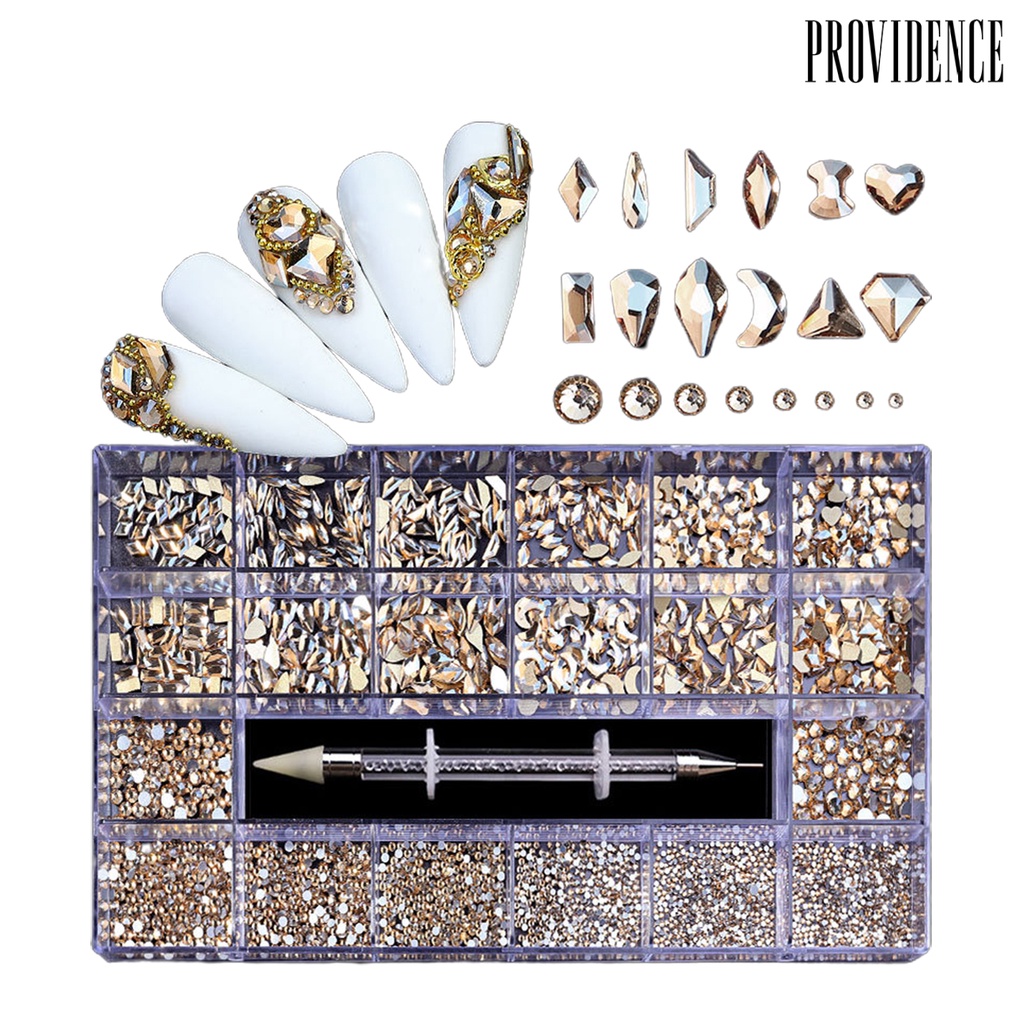 Providence 21 Grids/Box Nail Rhinestone Flat Head Irregular Shape Acrylic Luxury Shiny Nail Rhinestone for Beauty