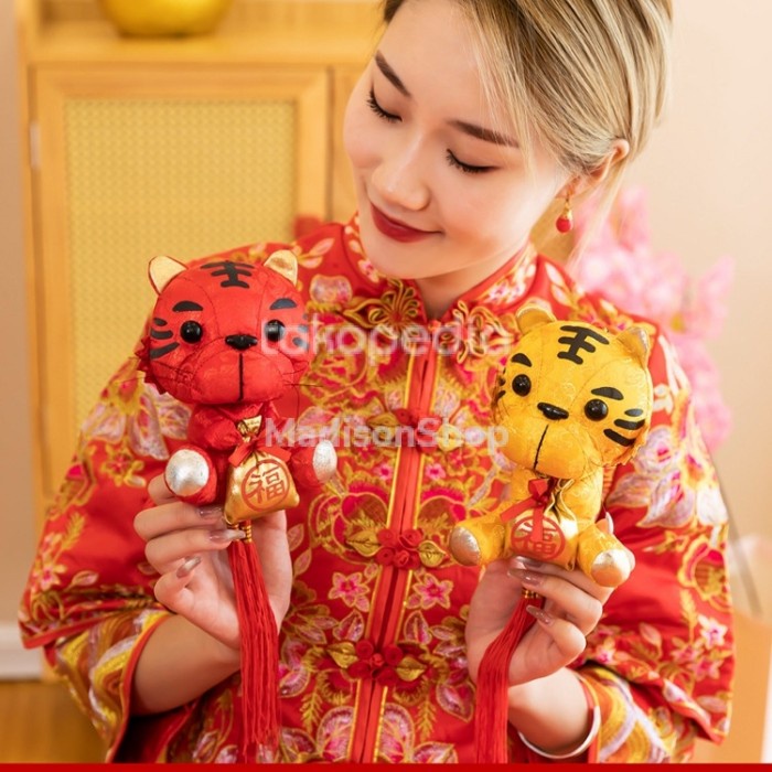 Gantungan Imlek Boneka Macan 2022 Dekor Pohon Meihwa Tiger Macan Emas Harga Grosir Termurah