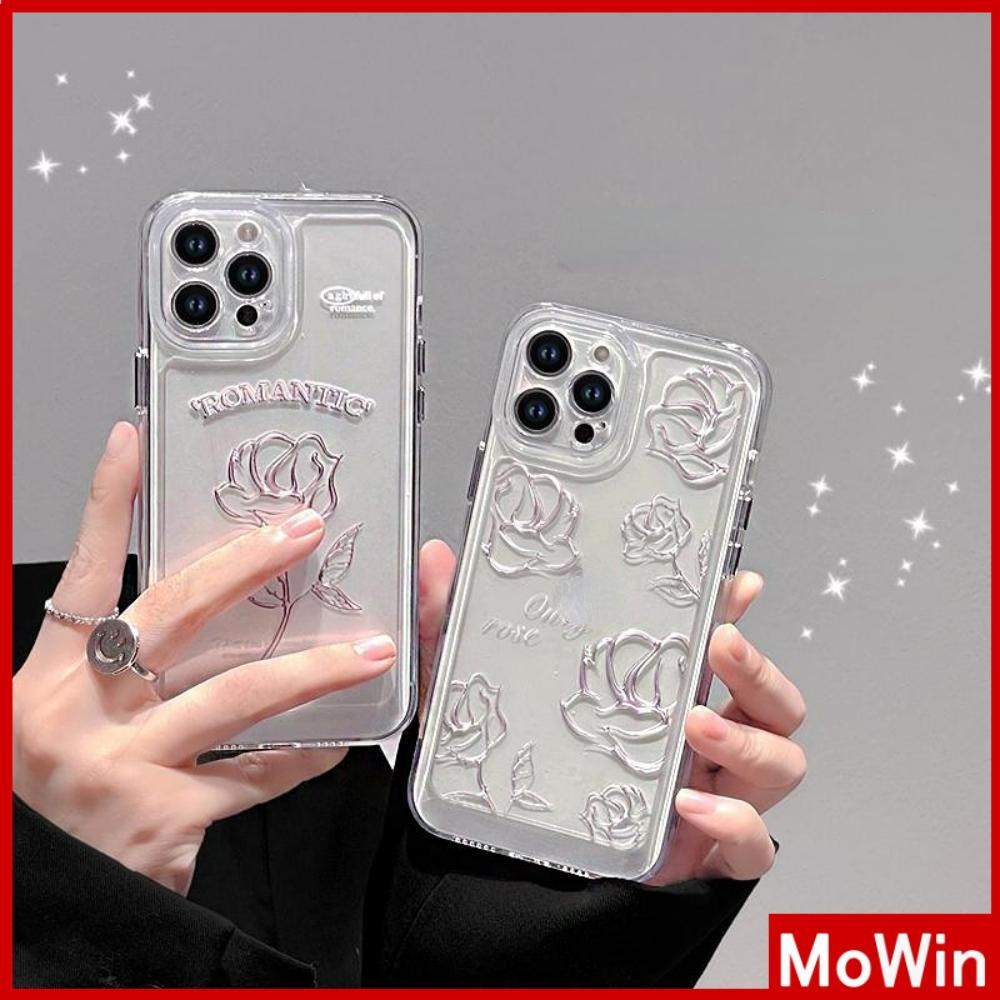 iPhone Case Clear Case Soft Thick TPU Shockproof Super Transparent Protection Camera Plating Button Luxury Rose Flower For iPhone 13 Pro Max iPhone 12 Pro Max iPhone 11 iPhone7Plus